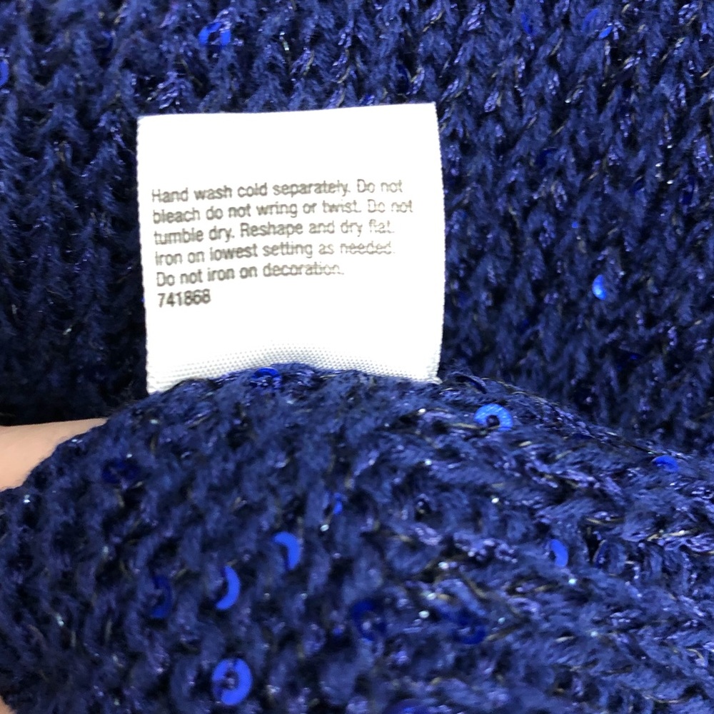 EUC Ana Navy Blue Holiday Open Knit Sweater - Picture 4 of 7